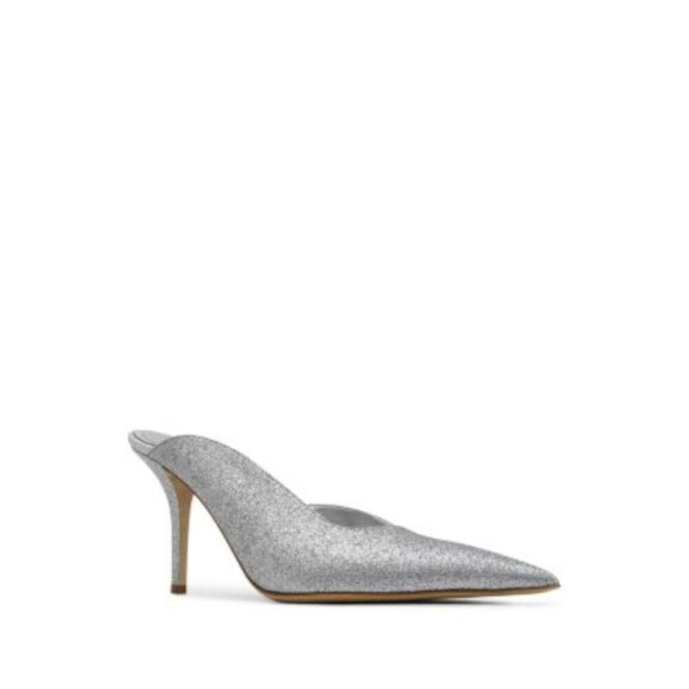 GIA BORGHINI Womens Silver Abella Toe Stiletto Slip On Heeled Mules Shoes 37